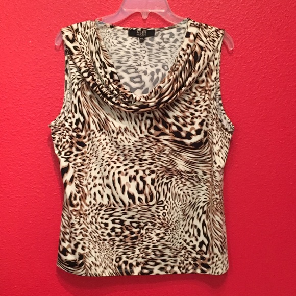 ALEX MARIE-ANIMAL PRINT TOP WITH COWELL NECK. - Picture 7 of 7